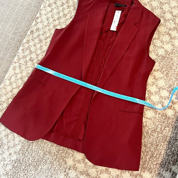 Theory Suit Vest Womens Size 6 Adar Virgin Wool Sleeveless Open Front Red Blazer - Picture 11 of 16
